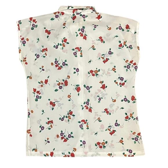 Vintage 60s Ship N Shore Floral Print Bow Collared Blouse Size 10 Girly Pinup - Picture 6 of 9